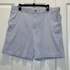 Oxford Golf Stretch Mens 38 Blue White Seersucker Stripe Flat Front Chino Shorts